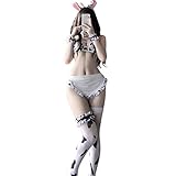 RONGYEE Cosplay Kostüm Anime Sexy Mini Kuh Bikini Dessous Set Lovely Kawaii Cosplay Kostüme für Frauen - - Einheitsgröß