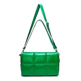 EvaLuLu Damen-Handtaschen aus echtem Leder, Grün , Larg