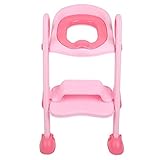 Töpfchen-Trainingssitz mit Tritthocker-Leiter Baby Kleinkind Toiletten-Trainingssitz Stuhl mit weichem Kissen für Kinder Höhenverstellbar Sicherer Töpfchen-Sitz für Mädchen Jungen(Rosa)