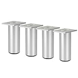 sourcing map Runde Möbelbeine aus Aluminiumlegierung, 10,2 cm, für Sofa, Couch, Tisch, Schrank, Arbeitsplatte, Regale, Füße, Ersatz-Höhenversteller, 4 Stück