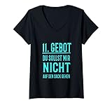 Damen 11. Gebot Du sollst mir nicht auf den Sack gehen Sarkastisch T-Shirt mit V