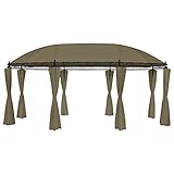 (Blitzlieferung) Runder Gartenpavillon Partyzelt Gartenzelt Rund Partyzelt Wasserdicht Pavillon, Für Garten/Party/Hochzeit/Picknick Pavillon mit Vorhängen 520x349x255 cm Taupe 180 g/m²