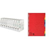 Original Falken 10er Pack Motivordner Pure Green. 8 cm breit DIN A4 farbig sortiert & Falken Karton-Register überbreit. Für DIN A4 volle Höhe mit Organisationsdruck 10-teilig vollfarbig 2 x 5 Farb