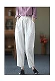 Street-Hip-Hop-Hose FüR Damen Frühling/Herbst Frauen Lose Elastische Taille Knöchellangen Hosen All-Matched Casual Cottle Cotton Leinen Harem Hosen (Color : White, Size : XXL)