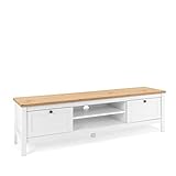 Newfurn TV Board Weiß Wildeiche TV Lowboard Vintage Landhaus - 160x45x40 cm (BxHxT) - TV Schrank Fernsehtisch Rack - [Eireen.Five] W