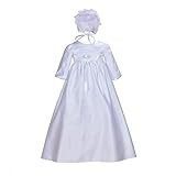 Cinda Traditionelle Baby-Satin Langarm Taufkleid und Motorhaube Weiß 62-68