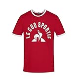 Le Coq Sportif ESS Tee Ss Nr. 3 T-Shirt für Herren, Herren, Unterhemd, 2110617, reines Rot/neues optisches Weiß, S