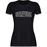 Bayern Kinder - Servus! - XXL - Schwarz - t Shirts hellblaue Damen - L191 - tailliertes Damen Frauen T-S