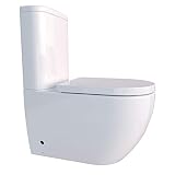Randlose Stand-WC Kombination inkl. Spülkasten WC-Sitz mit Absenkautomatik SoftClose-Funktion für waagerechten und senkrechten Abgang Spülrandlos KB-6089