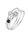 Elli Ring Damen Set Stacking mit Kristallen in 925 Sterling Silb