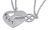 Hanessa Damen-Schmuck 2X Silber Freundschafts-Halsketten für Mädchen Best Friends Beste Freunde Schlüssel zum Herzen Geschenk für die Beste F