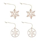 JIHUOO 12 Stück Holz Weihnachten Anhänger Schneeflocken Ornamente Holzscheiben Holz Christbaum Anhänger Weihnachtendeko Christbaumanhäng