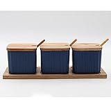 ZCAYIN Küchen-Gewürzbox-Set Haushalts-Kombifach Gewürzdose Gewürzbehälter Mit Löffeldeckel Feuchtigkeitsbeständig Und Leicht Zu Reinigen (Dreiteiliges Set),B