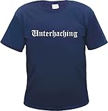 Unterhaching Herren T-Shirt - Altdeutsch - Blaues Tee Shirt M B