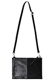 Ulla Popken Damen große Größen Übergrößen Plus Size Clutch, Handtasche, Lederoptik, Velours/Croco schwarz 1Size 751381 10-1