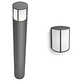 Philips myGarden LED Wegeleuchte, Stock Aluminium, 6 W, grau, 164679316 & Philips 164649316 MyGarden LED Wandaussenleuchte Stock Aluminium 6 W Anthrazitg