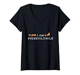 Damen I am foxdevilswild Denglisch Fuchs Sprichwort englisch T-Shirt mit V