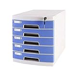 ZDVHM Abschließbarer Aktenschrank, Kunststoff-Büro-Desktop-Schubladenart Dateimanager-Schließfach-Datensortierfeld-Datei-Schrank mit Schloss-Büroversorgung (Color : Blue, Size : 5 Layers)