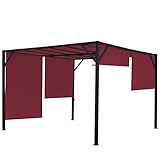 Mendler Pergola Baia, Garten Pavillon Terrassenüberdachung, stabiles 6cm-Stahl-Gestell + Schiebedach Bordeaux-rot - 3x4