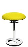 Topstar Sitness Bob, ergonomischer Sitzhocker, Arbeitshocker, Bürohocker mit Schwingeffekt, Sitzhöhenverstellung, Standfußring Alu, weiß lackiert, Stoffbezug, gelb