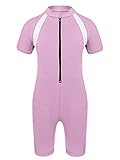 Doomiva Kinder Jungen Mädchen Badeanzug Einteiler Bademode Kurzarm UV-Schutz Schwimmanzug Badebekleidung Unisex Kinder Wassersport Surfanzug S Rosa 140-152