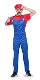 Folat 21965 Super-Klempner Mario Kostüm Erwachsene-L, rot, M-L