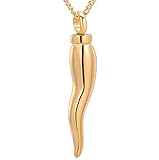 Urnenhalsketten für Asche Italienisches Horn Feuerbestattung Urnen-Anhänger-Halskette für Asche Memorial Schmuck für Frauen Männer-4