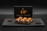 Premium Chocolate Baklava mit Pistazien100% HANDMADE - orientalisches Süßgebäck, Traditionellen Baklava Türkisch - orientalisches Gebäck - Dessert (250g)