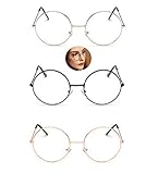 PCWS 3 Stück im Set Runde Vintage Retro Brillen | Schwarz Rosegold Silber | Damen Herren Unisex | Metall Beatles Sixties Nerd Gamer R
