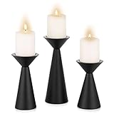 Sziqiqi Vintage Geometrisch Kerzenständer Schwarz Metall für Stumpenkerze 3 Set Retro Matt Kerzenhalter Halter Kerzen Ständer Kerzenleuchter Herzstück Weihnachten Tabelle für Kaffee Mantel Kamin Dek