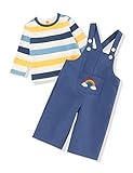 Wexuua Baby Jungen Mädchen Kleidungssets Gentleman Neugeborenes Kleinkind Regenbogen Langarmshirt und Trägerhosen Kleidungsset 2PCS