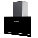 Allcata GOIA PLASMA BK vertikale Dunstabzugshaube Kopf frei schwarz Glas 5 Leistungsstufen mit Nachlaufautomatik LED-Beleuchtung 40 dB(A) bis 1200 (820) m³/h (70 cm Plasma Umluft)