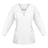 Graceyo Kasacks Damen Pflege, Einfarbig Schlupfkasack T-Shirt Kurzarm V-Ausschnitt Schlupfhemd Berufskleidung Krankenpfleger Uniformen Nurse Kasack Pflegeuniform mit Taschen und Reiß