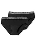 Schiesser Damen Secret Care Periodenunterwäsche Slip Tiefschutz, schwarz, 34/36