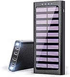 KEDRON Solar tragbares Ladegerät 24000mAh Power Bank Hochgeschwindigkeitsladen Riesige Kapazität Externe Akkus Ladegeräte mit 3 Eingängen und 4 Ausgängen Tragbares Telefonladegerät für Smartp