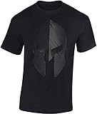 T-Shirt: Sparta Helm - Urban Streetwear - Sport Kleidung Männer Mann Frau-en - Spartan Train Hard - Gym - Fitness - Body-Building - Muscle-Shirt - Kraft - MMA Fight Boxer Kampfsport - Athletic (XXL)