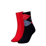 Tommy Hilfiger Damen Socken, 2er Pack, Mehrfarbig (midnight blue 563/Rot), 39/42