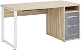 MAJA Möbel Set+ Schreibtisch, Metall, Eiche Natur/Grauglas, 1500 x 750 x 700