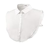 Wearlizer Frauen Kragen Abnehmbare Hälfte Shirt Bluse mit Strass Weiß (Chiffon V)