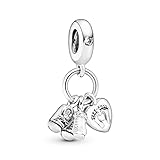 Shoes, baby bottle and heart silver dangle with clear cubic zirconia and w