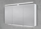 Intarbad ~ Spiegelschrank 130 cm mit LED Beleuchtung, Doppelspiegeltüren Grau Matt Lack IB1962