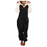 L9WEI Einteiler Overall Spleißen Anzug Damen Flauschig Jumpsuit Kuschelig Weich Schneeanzug Frauen Winter Kostüm Weihnachtsjumpsuit Geburtstagsgeschenk Geschenk für die F