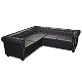 vidaXL Chesterfield Sofa 5-Sitzer Couch Wohnmöbel Büromöbel Kunstleder Schw