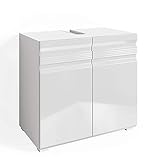 Vicco Badmöbelset Freddy Spiegelschrank Unterschrank Hochschrank weiß Hochglanz (Waschtischunterschrank)