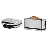 WMF Lono Sandwich Maker, Sandwichtoaster, für 2 Standard- oder XXL-Toasts, 2-stufige Höhenanpassung & Küchenminis Toaster Langschlitz mit Brötchenaufsatz, 2 Scheiben, XXL, 7 Bräunungsstufen, 900W