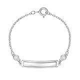 In Season Jewelry 925 Sterling Silber 11cm Baby Mädchen Tag ID Armband Klar CZ Zirkonias & Identifikation Namensschild. Atemberaubende CZ Armbänder für Säuglinge - Kleines Tag-ID-Armband für Baby