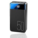 PWQ-01 Powerbank 50000mah, Externer Akku USB C Schnellladung Power Bank, 6-Port Externer Akku Mit Digitale Anzeige LED Externer Handy Akku Tragbares Ladegerät Für Smartphone, Tab