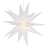 3D Weihnachtsstern Beleuchtet Außen Batterie mit Timer - 58cm led Weihnachtsstern für Fenster, Adventsstern Stern Zum Dekorieren von Innenhof, Balkon Und Garten - Qijieda(White)