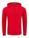 riverso Herren Kapuzenpullover RIVErik Hoodie Sweatshirt Pullover Logo Kapuze Kängurutaschen Regular Einfarbig Baumwolle Rot M, Größe:M, Farbe:Middle Red (15300)