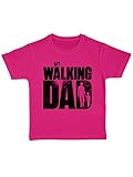 clothinx Kinder T-Shirt Bio My Walking Dad Kid Pink/Schwarz Größe 92